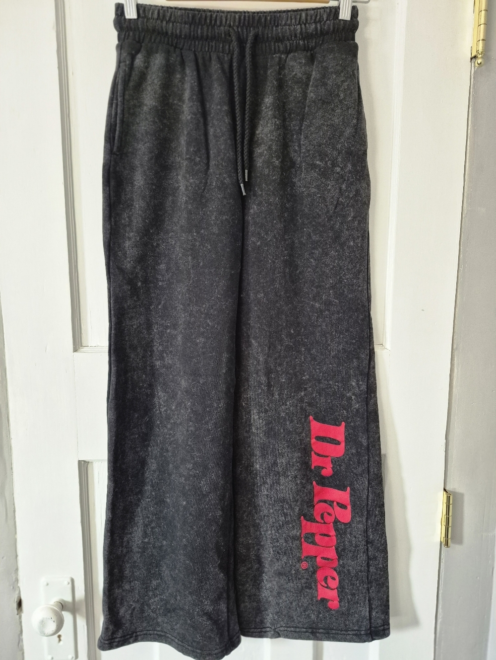 Dr. Pepper Acid Wash Wide-Leg Sweatpants Grey With Red Logo Sz S